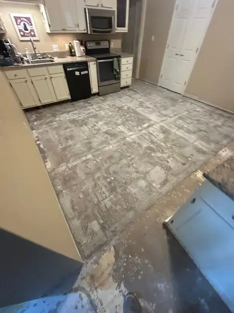 Kitchen floor tile being lifted